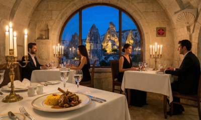 Kapadokya Michelin yıldızlı restoran - peri bacaları manzarasında zarif sofra düzeni