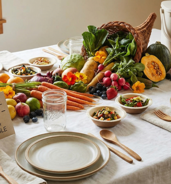 Sürdürülebilir catering tablosu, sıfır atık yaklaşımı ve mevsimsel malzemeler