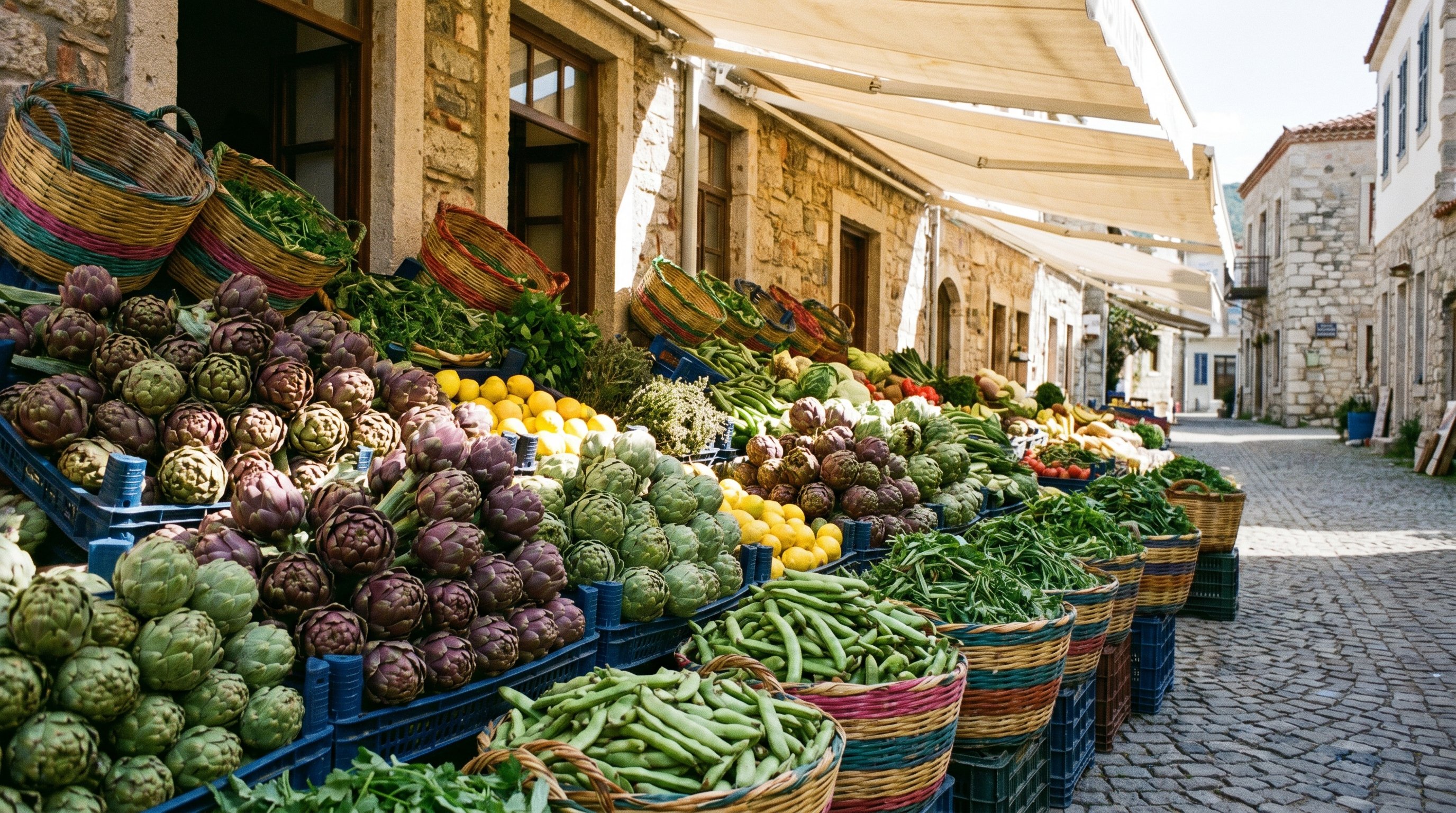 Ege pazarında taze enginar