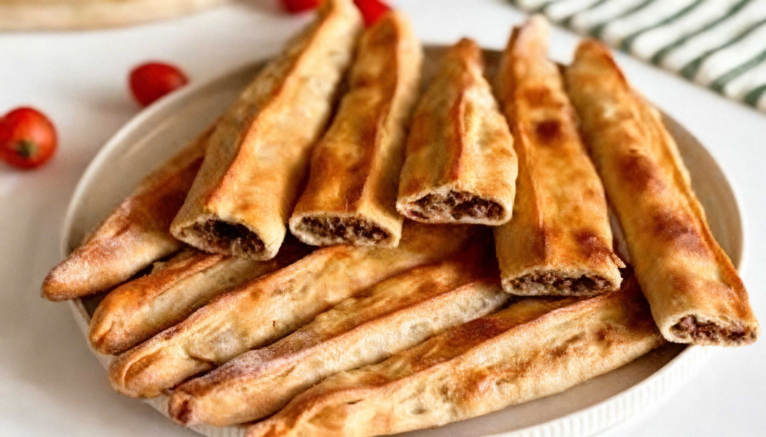 Bafra pidesi — ince uzun kapalı kıymalı pide tabakta