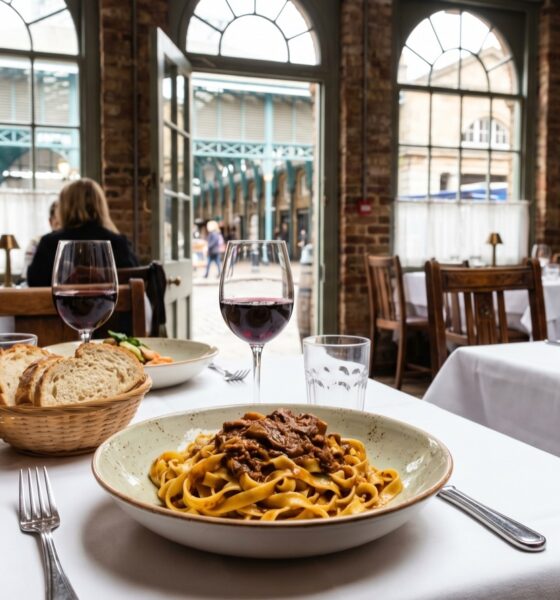 Burro WC2 Londra Covent Garden İtalyan restoranı, ördekli fettuccine ve zarif masa örtüleri
