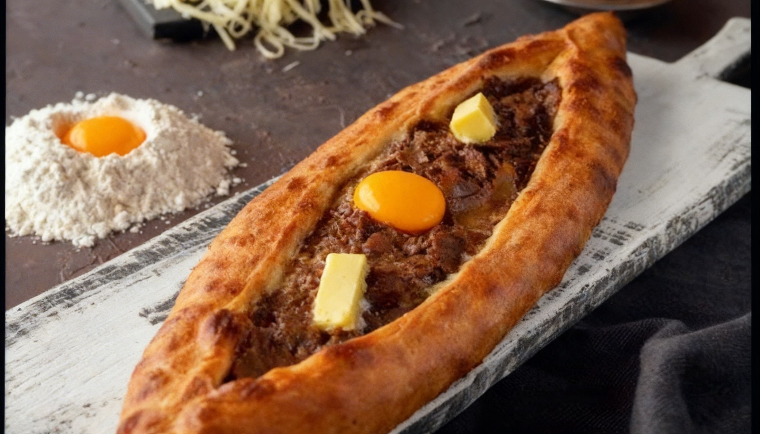 Kıymalı yumurtalı tereyağlı Karadeniz pidesi