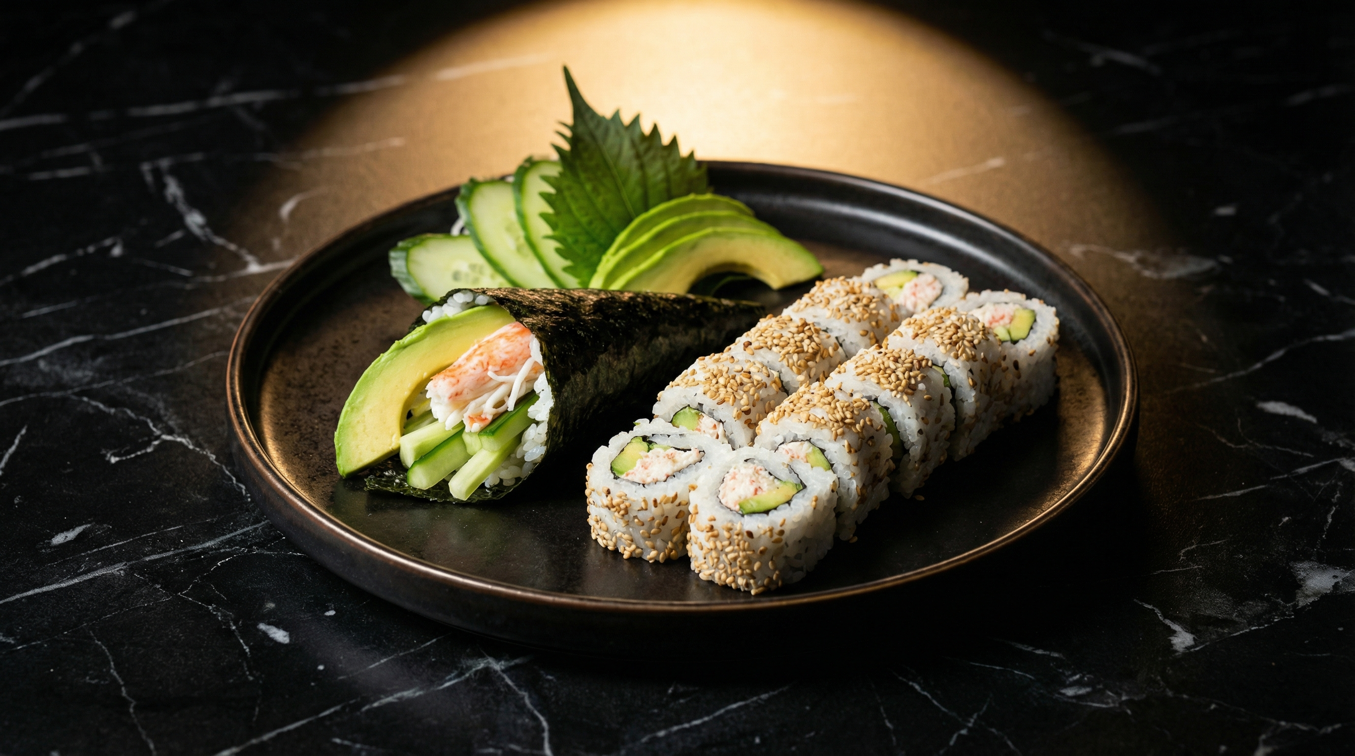 Temaki el sarması ve uramaki california roll, sushi çeşitleri
