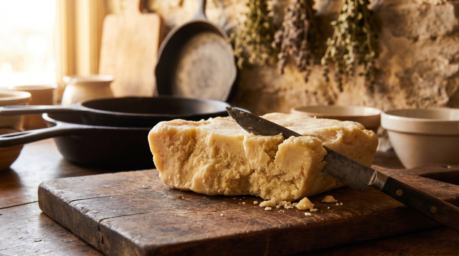 Geleneksel don yağı tallow kavanozda koyu arka plan