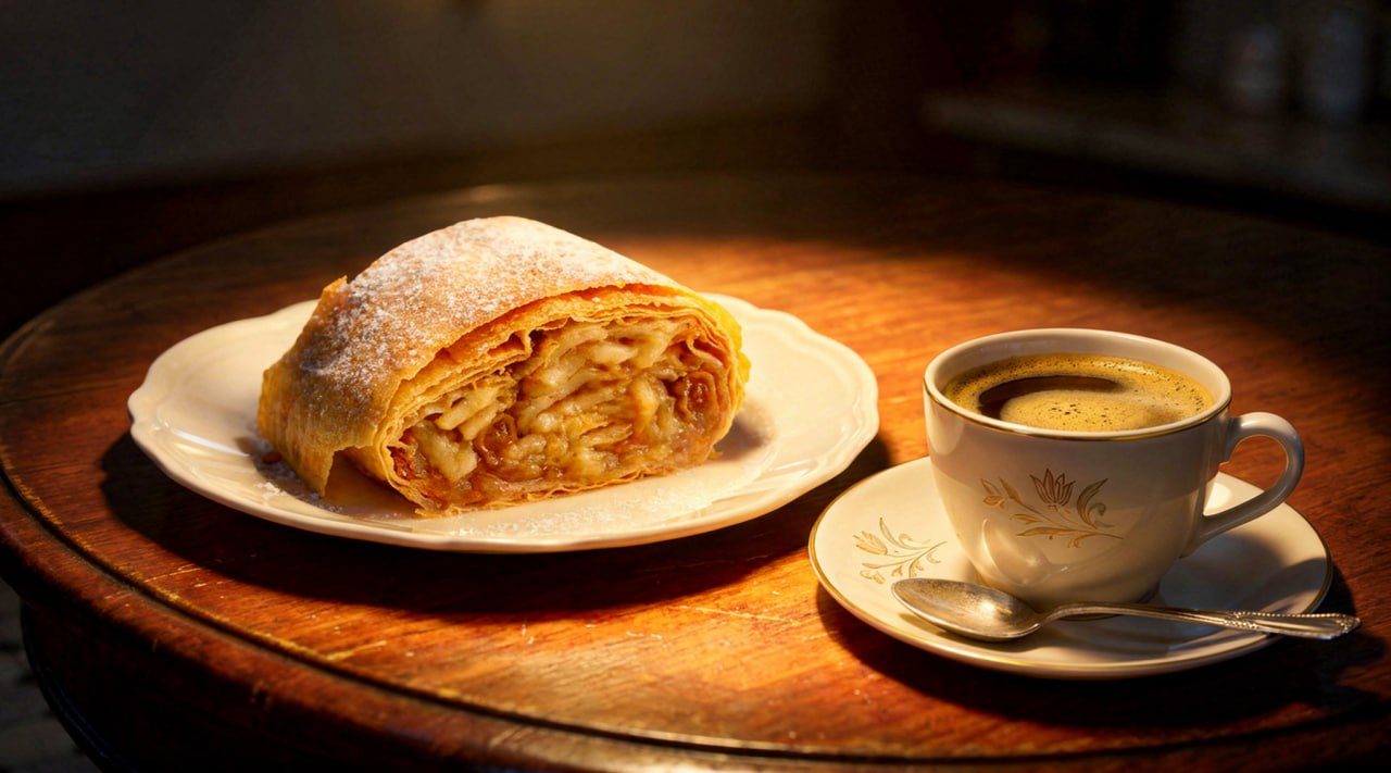 Viyana Apfelstrudel ve kahve