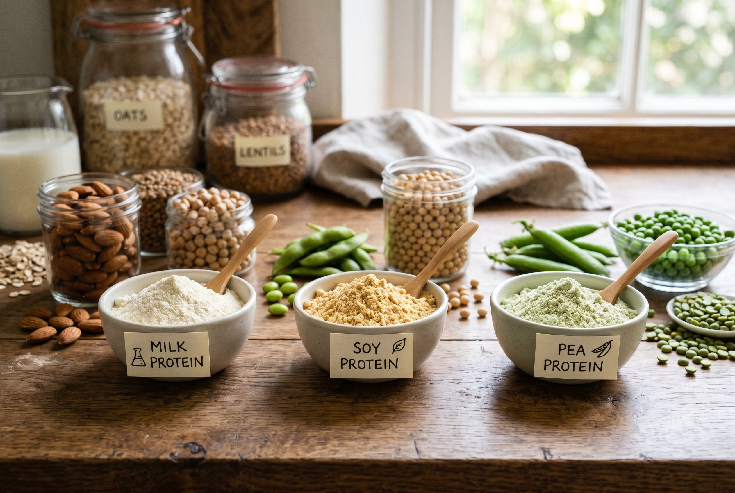 Süt proteini, soya proteini ve bezelye proteini tozu karşılaştırması