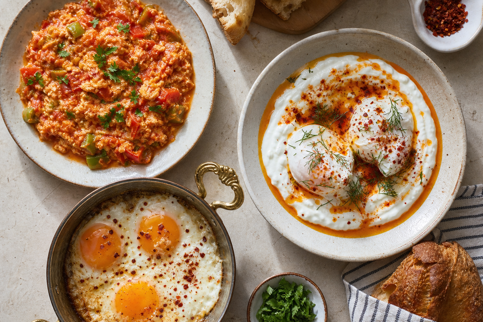 Türk mutfağında üç farklı yumurta: menemen, sahanda, çılbır