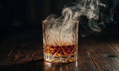 Isli viski kadehinden yukselen duman