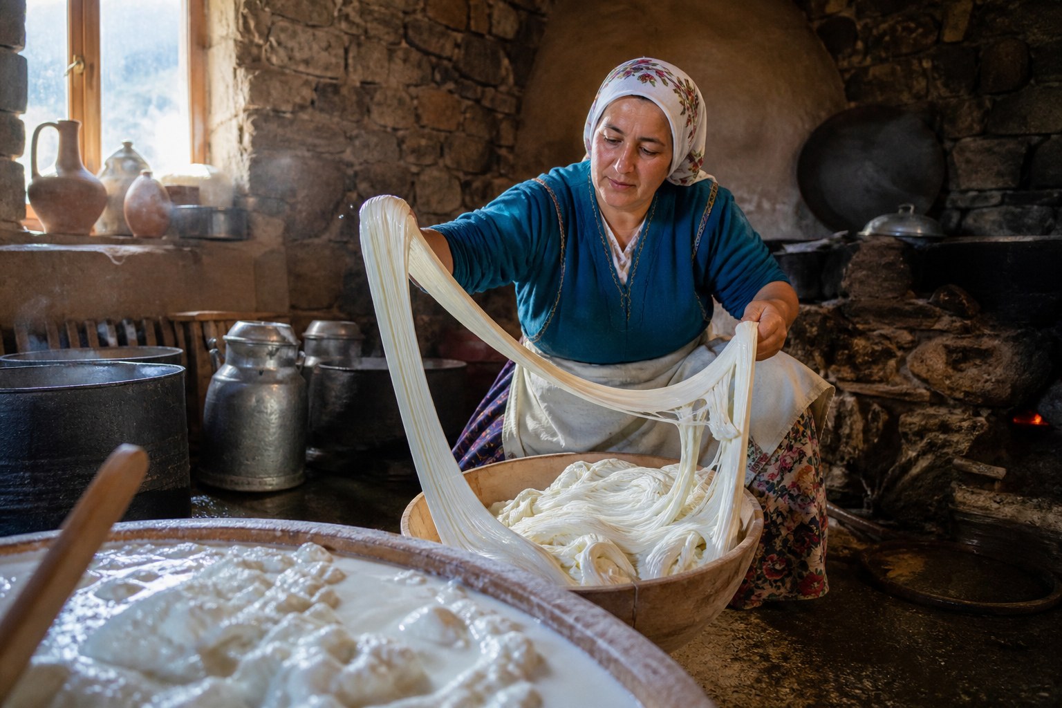Erzurum civil peyniri geleneksel tel çekme zanaatı ve yayla mandırası