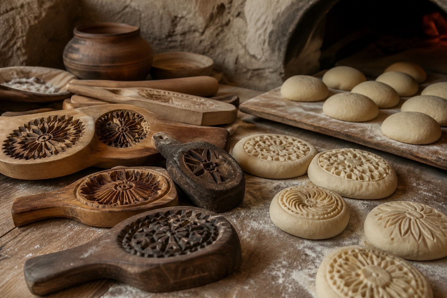 Anadolu mutfağında ahşap oyma çörek ve ekmek kalıpları