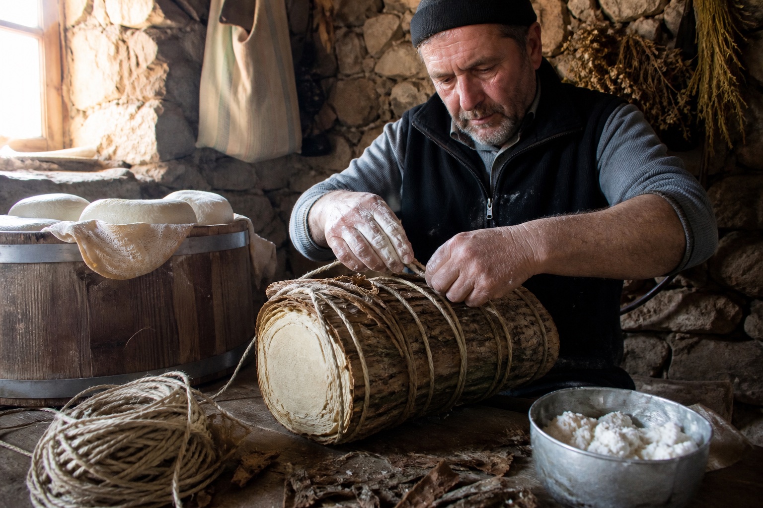 Yayla Barakasında Deri Tuluma Basılan Kargı Peyniri