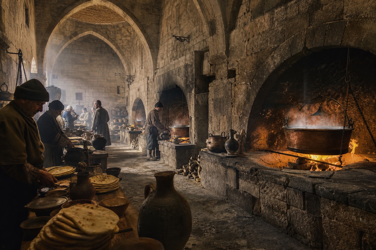 Selçuklu Kervansaray İmarethanesinde Taş Fırın ve Kazanlar