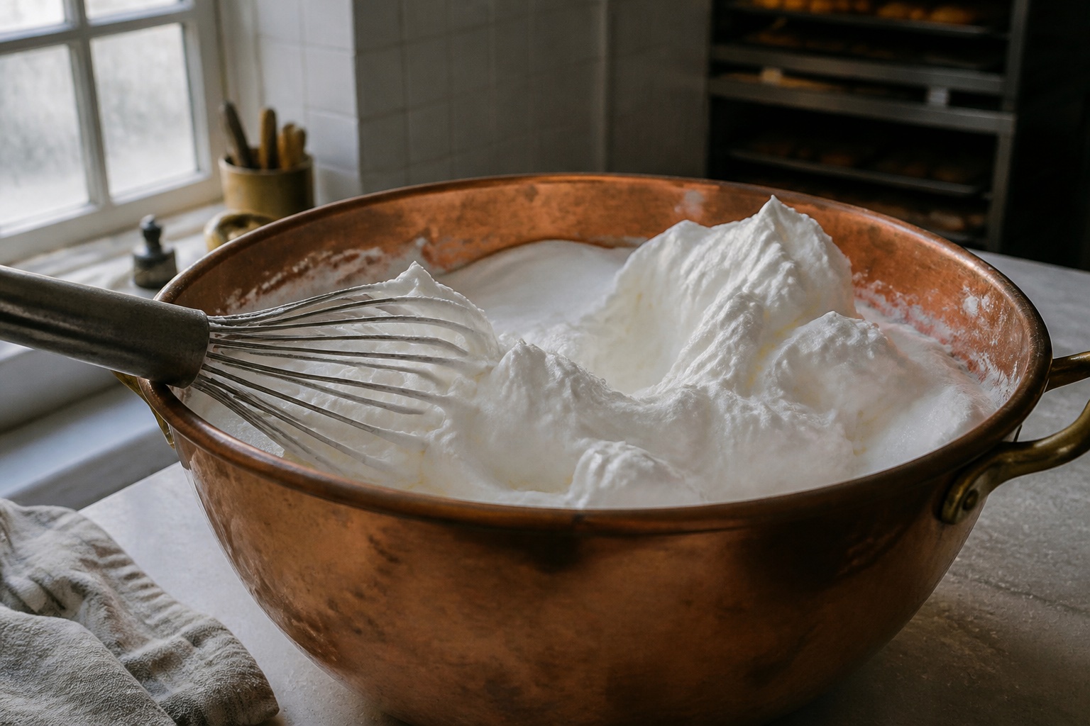 Bakır Kasede Çırpılmış Parlak ve Sert Yumurta Akı Köpüğü